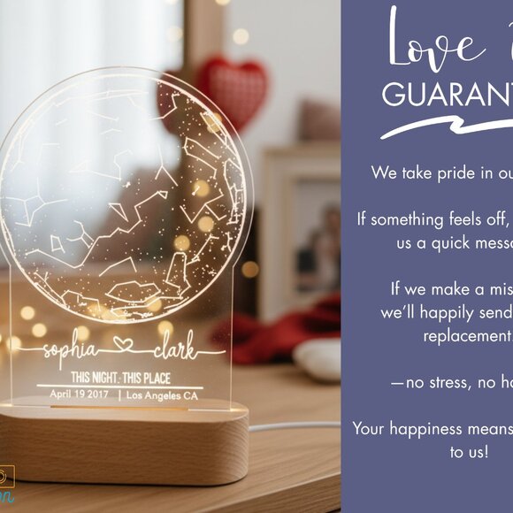 Personalized Star Map Night Light | Couples Gift by Date & Location - Picture 6 of 8